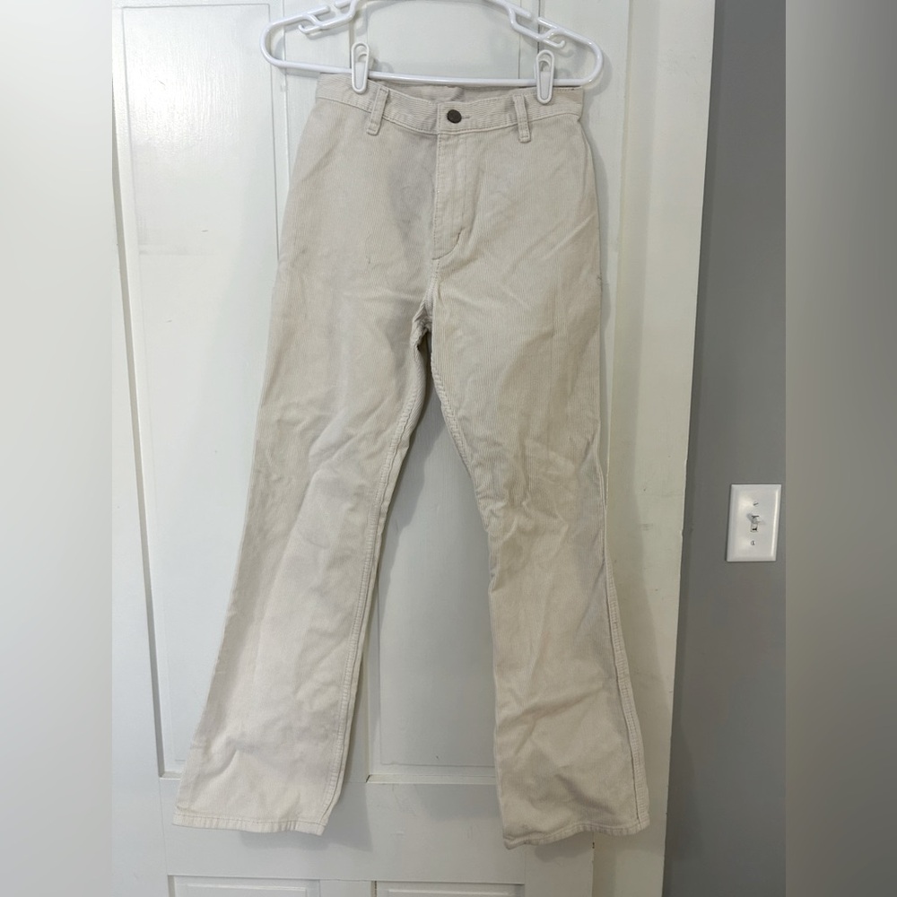 Flared Khaki-material high rise Brandy Melville pants